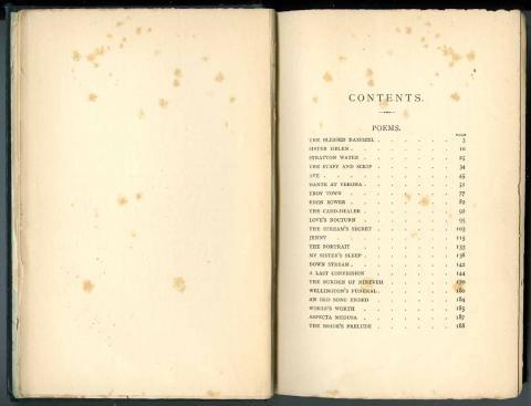 Poems: A New Edition by Dante Gabriel Rossetti, Table of Contents (1881)