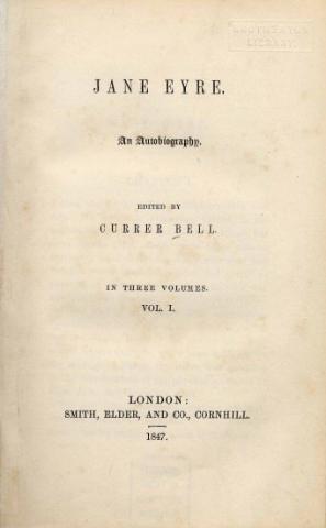 title page of the 1847 first edition of Jane Eyre